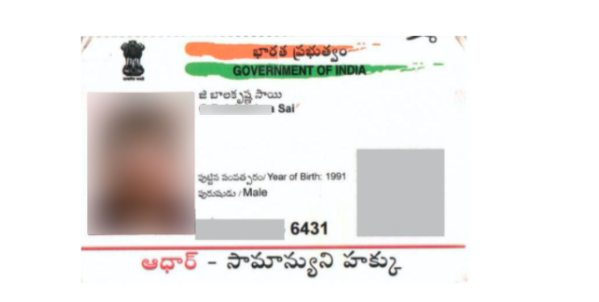 Masked Aadhaar Sample